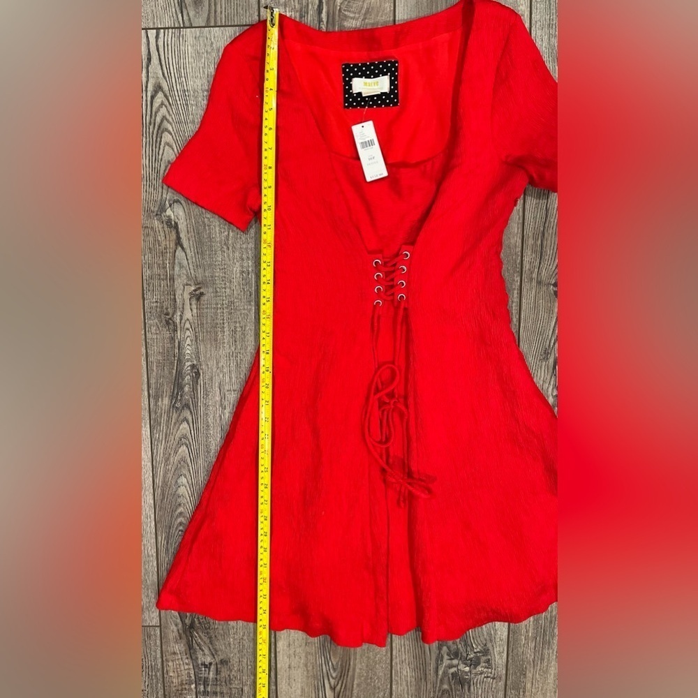 Maeve by Anthropologie Red Corset A-Line Mini Dress - Size 10P Petite NWT - Picture 5 of 7
